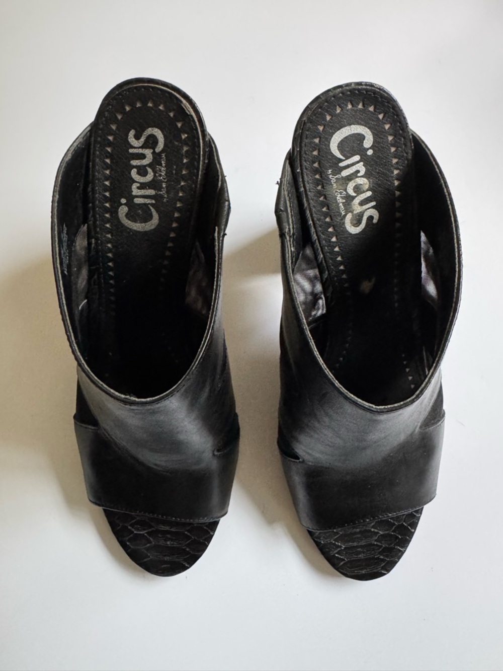 Circus by Sam Edelman Black Leather Open-Toe Block Heel Mules - Picture 5 of 8